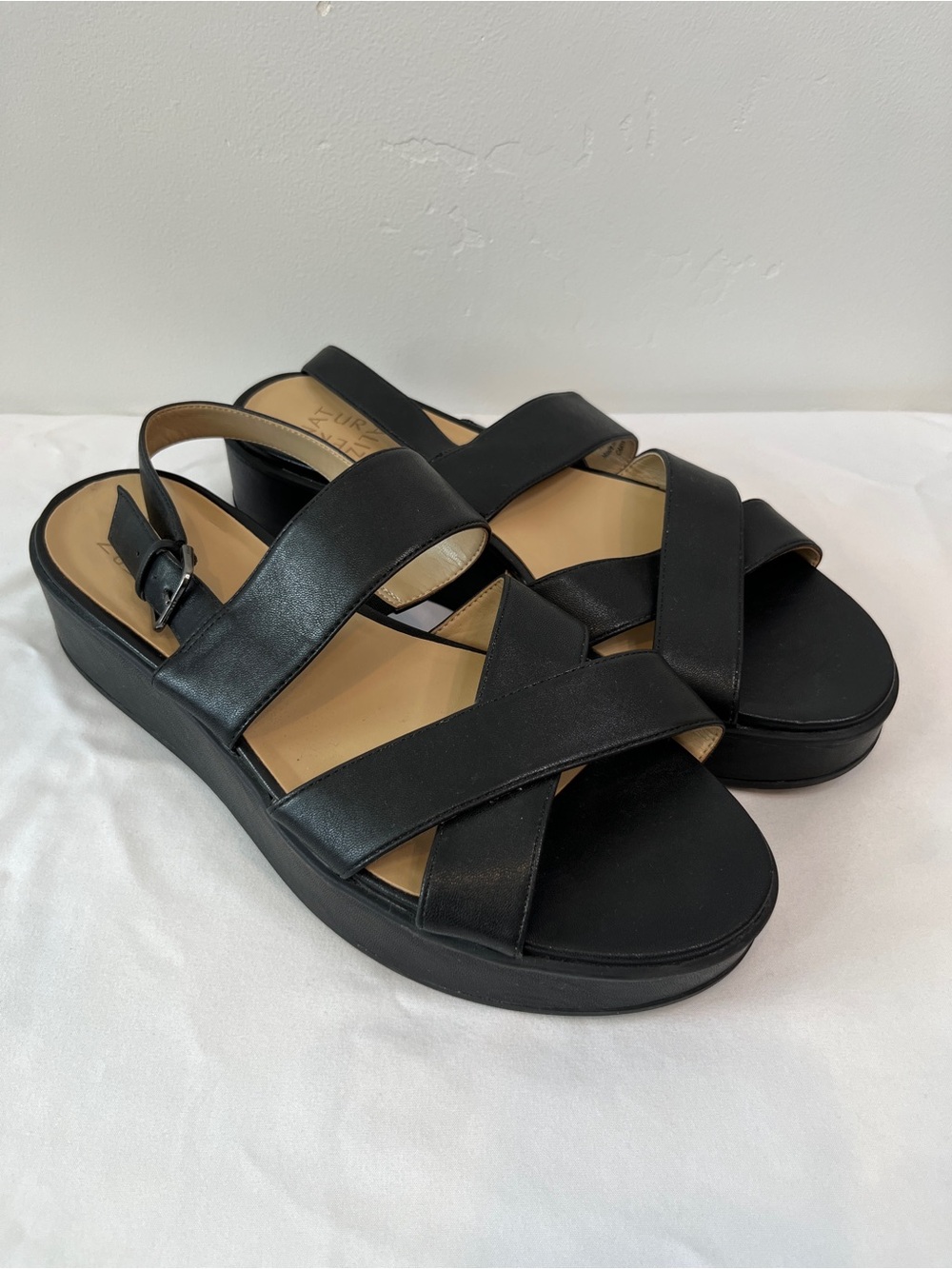 Naturalizer Caryn Black Platform Slingback Sandals Womens Size 10M